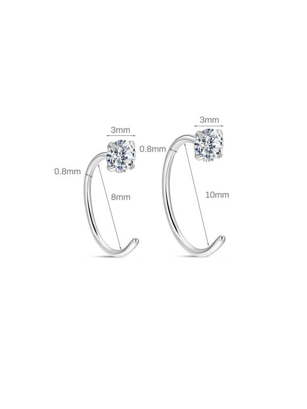 G23 Titanium Shining Zircon Nose Hoop Ring-Olarajewelry