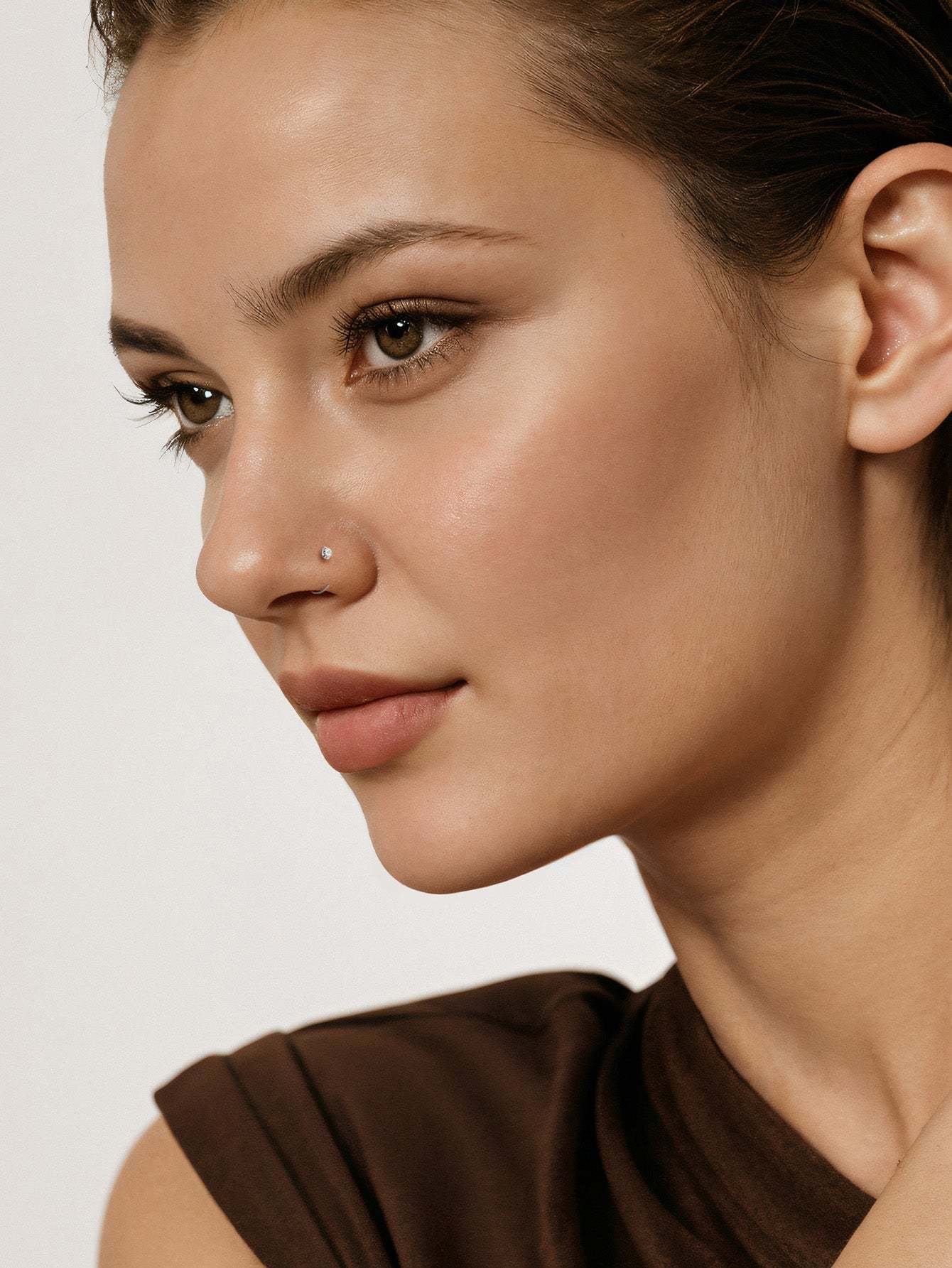 G23 Titanium Shining Zircon Nose Hoop Ring-Olarajewelry