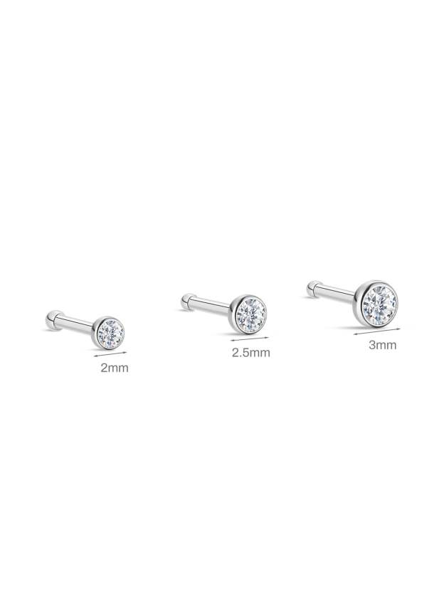G23 Titanium Border Classic Zircon  Nose Stud-Olarajewelry
