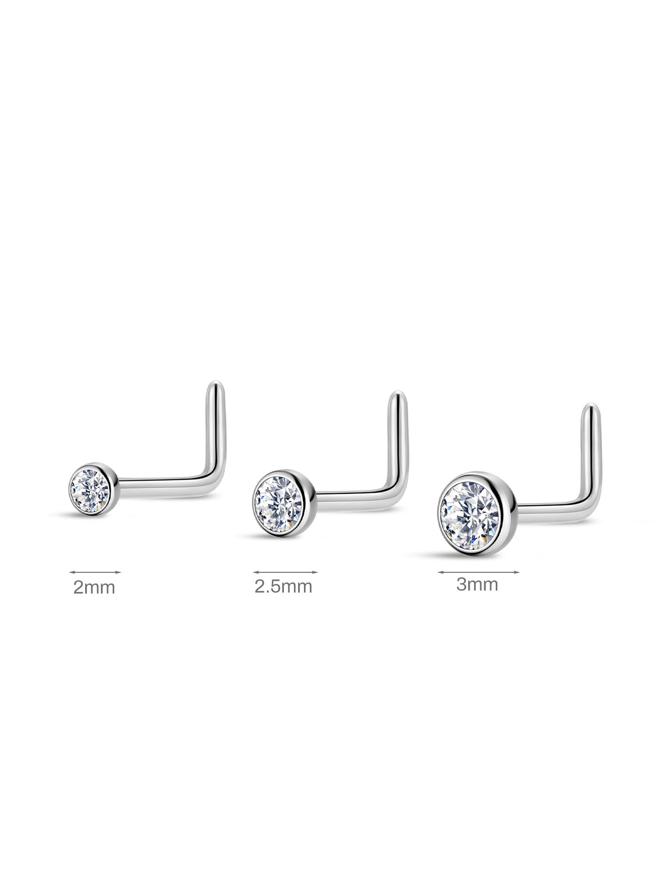 G23 Titanium L-Shape Classic Zircon  Nose Stud-Olarajewelry