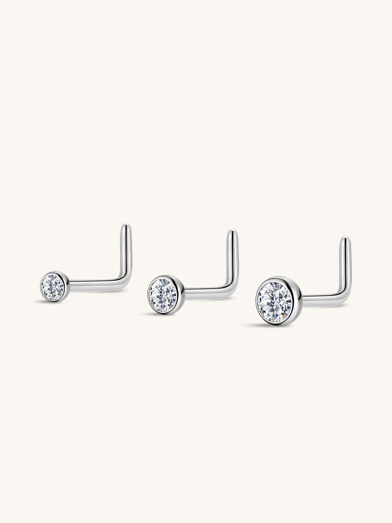 G23 Titanium L-Shape Classic Zircon Nose Stud-Olarajewelry
