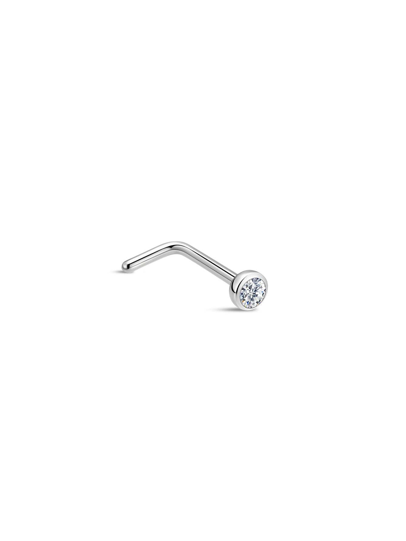 G23 Titanium L-Shape Classic Zircon Nose Stud-Olarajewelry