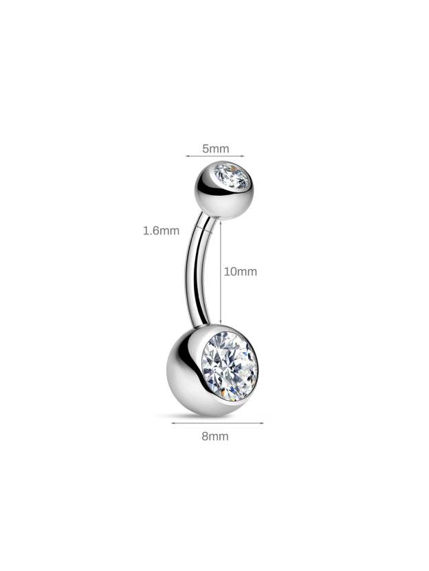 G23 Titanium Double Zircon Belly Ring-Olarajewelry