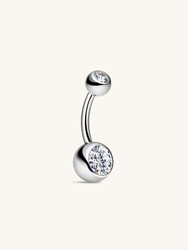G23 Titanium Double Zircon Belly Ring-Olarajewelry