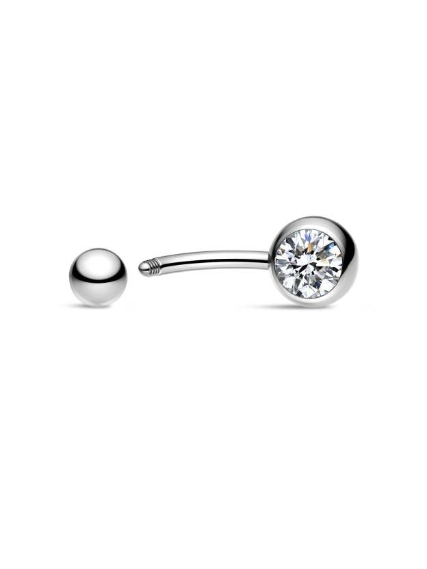 G23 Titanium Unilateral Zircon Simple Belly Ring-Olarajewelry