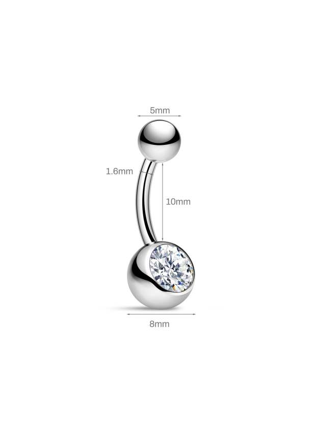 G23 Titanium Unilateral Zircon Simple Belly Ring-Olarajewelry