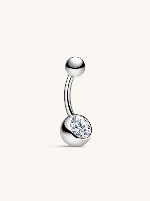 G23 Titanium Unilateral Zircon Simple Belly Ring-Olarajewelry
