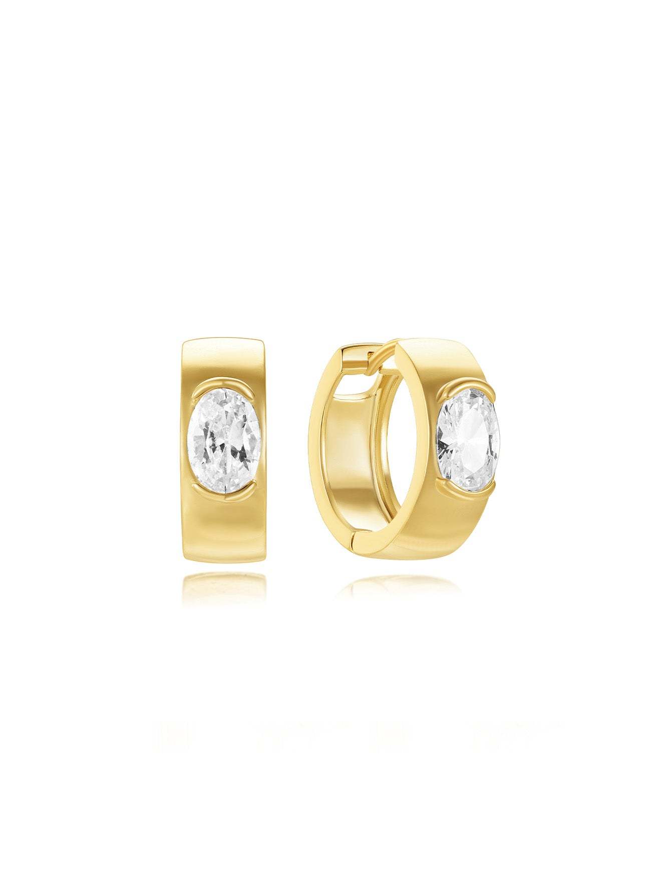 Classic Tunnel Large Zirconia Hoop Earrings-Olarajewelry