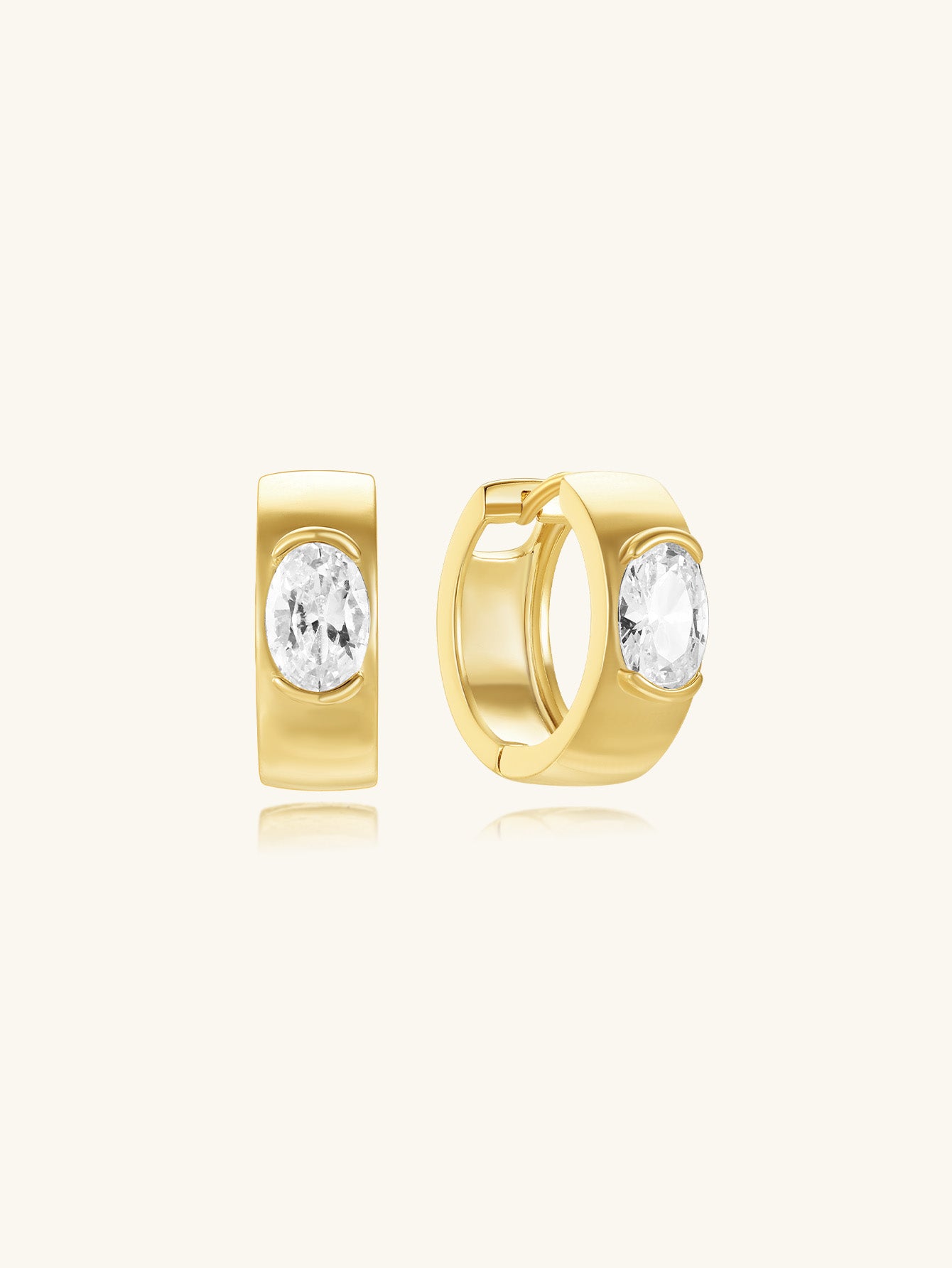 Classic Tunnel Large Zirconia Hoop Earrings-Olarajewelry