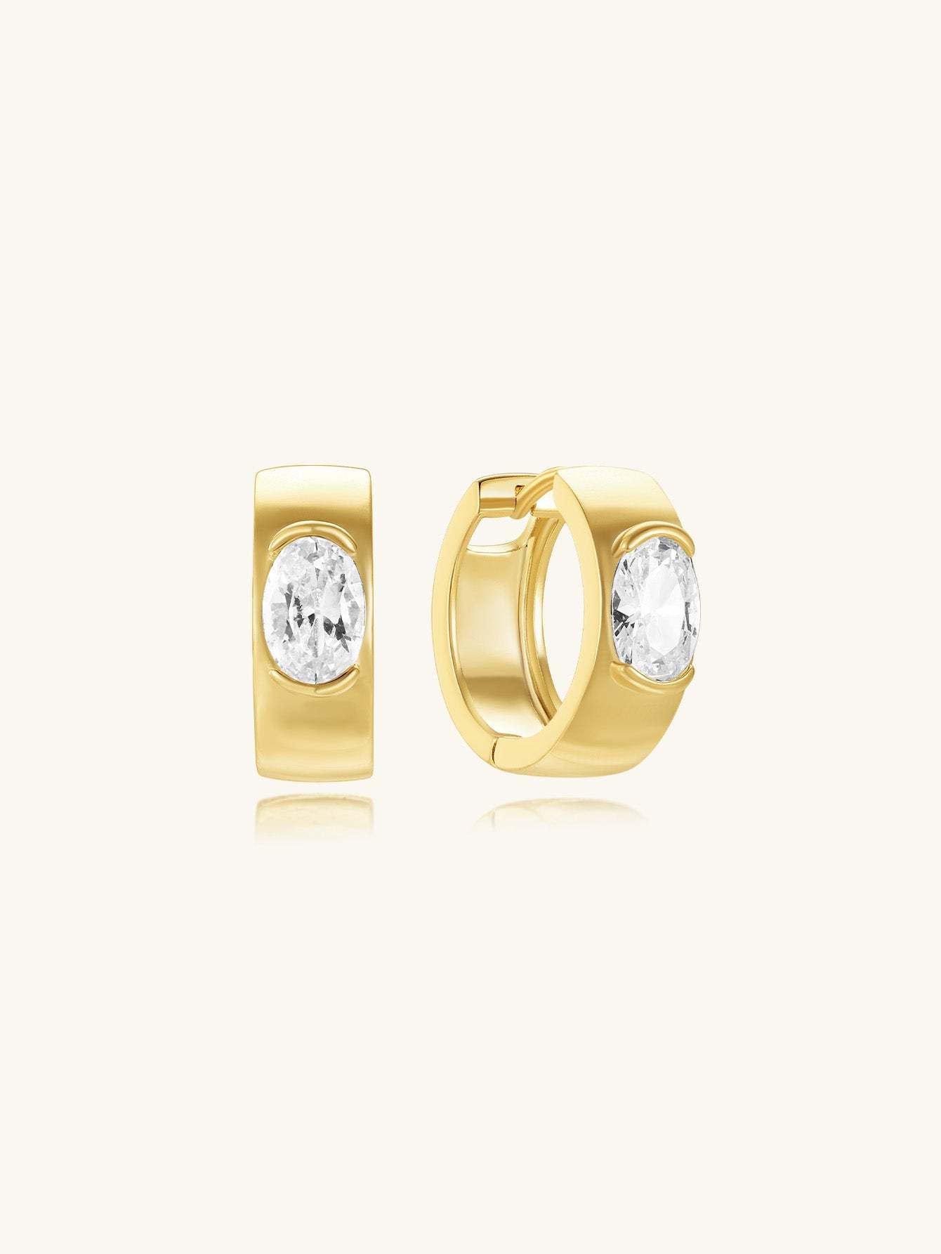 Classic Tunnel Large Zirconia Hoop Earrings-Olarajewelry