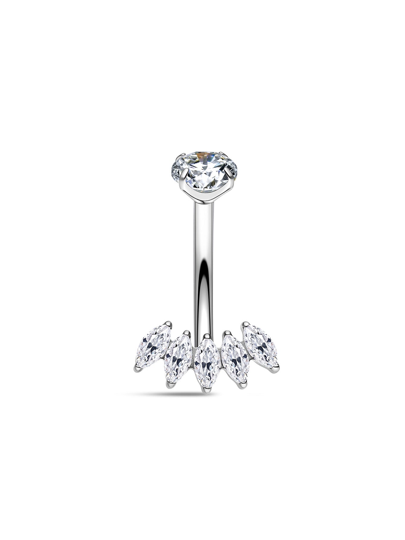 G23 Titanium Marquise Zirconia Belly Ring-Olarajewelry