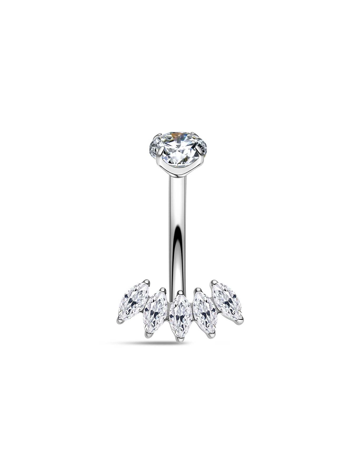 G23 Titanium Marquise Zirconia Belly Ring-Olarajewelry