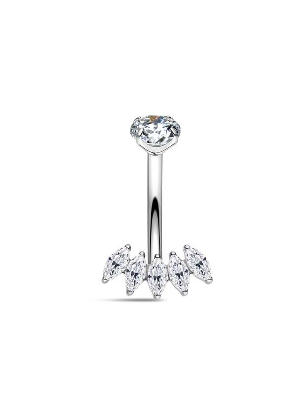 G23 Titanium Marquise Zirconia Belly Ring-Olarajewelry