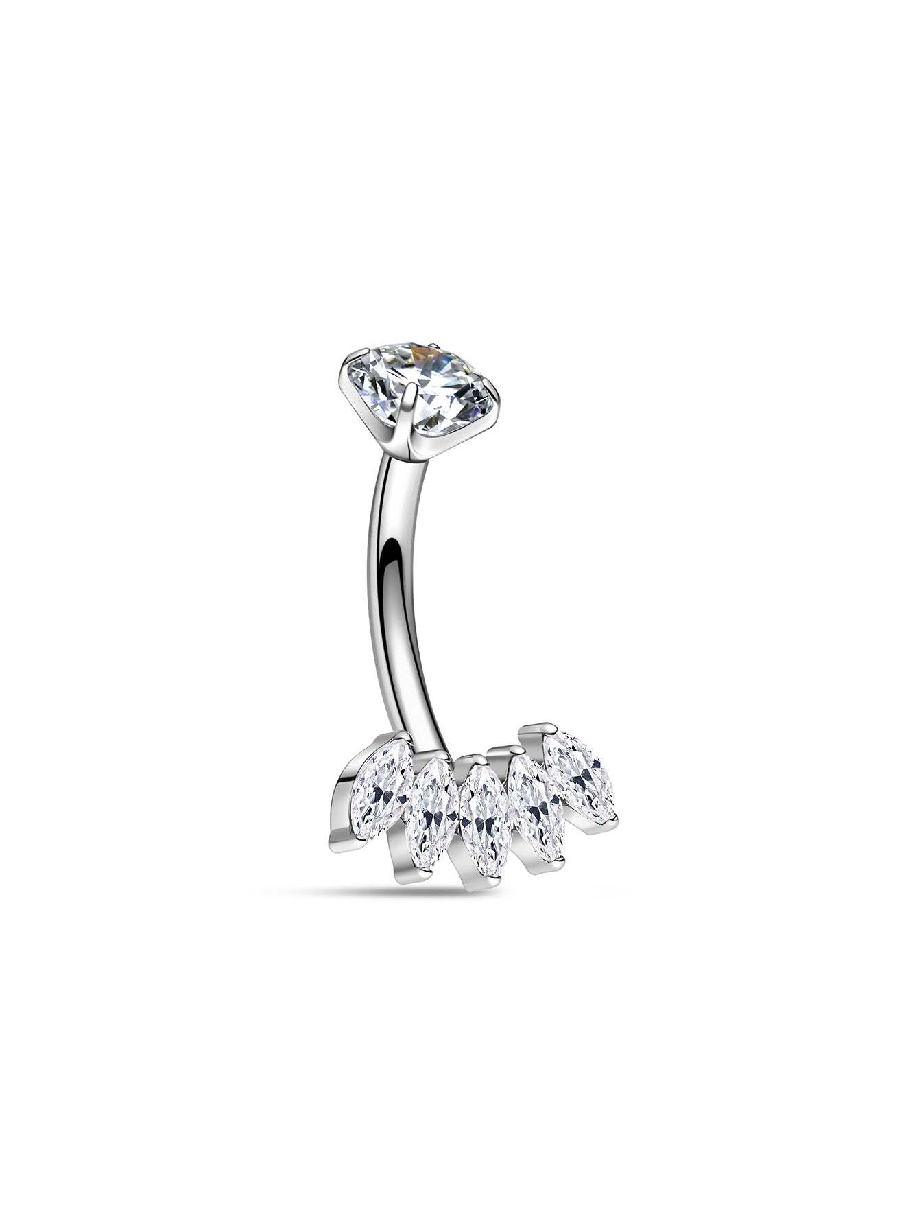 G23 Titanium Marquise Zirconia Belly Ring-Olarajewelry