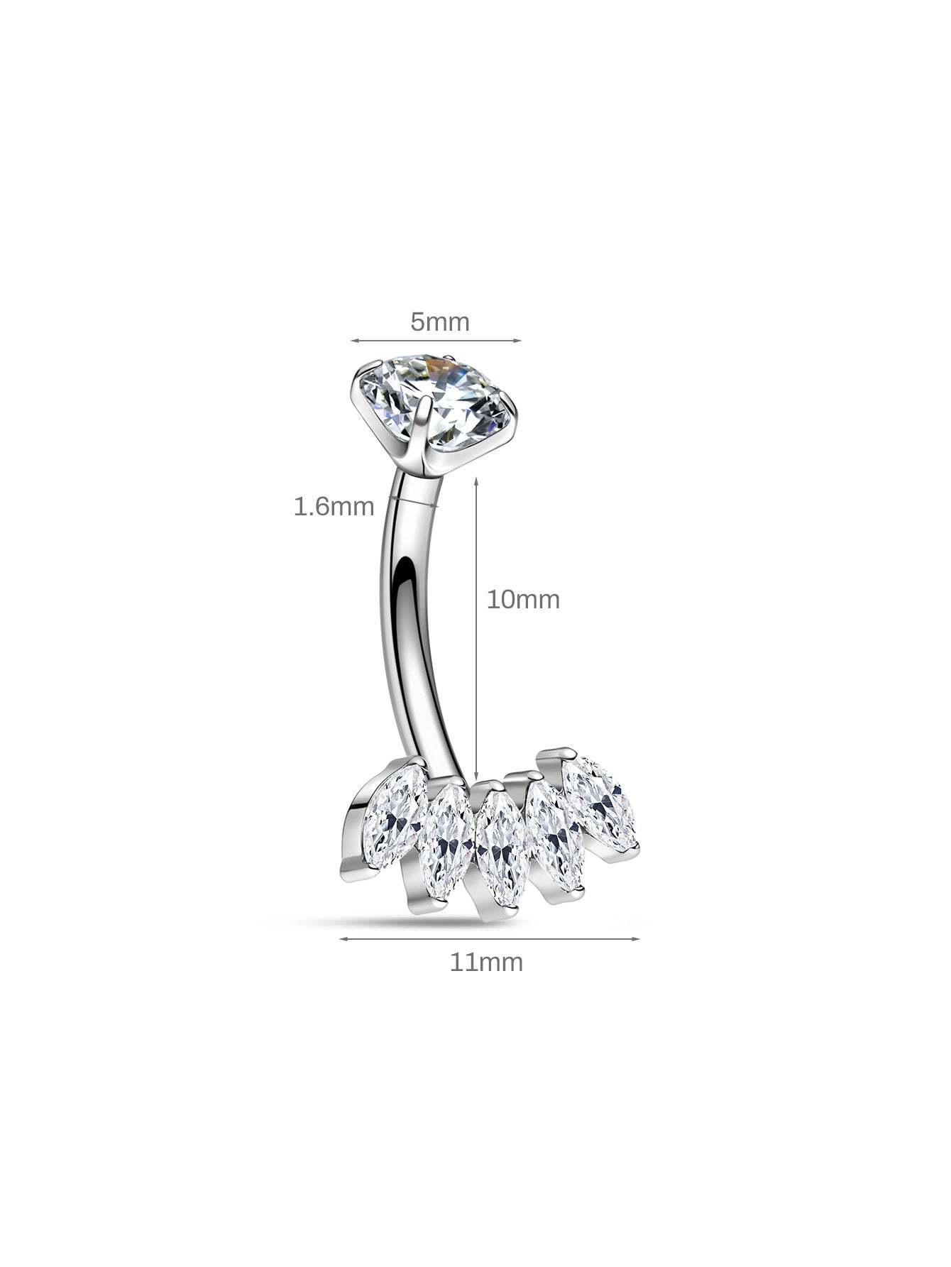 G23 Titanium Marquise Zirconia Belly Ring-Olarajewelry