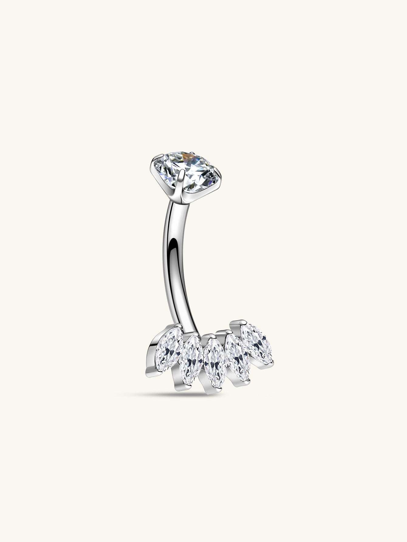 G23 Titanium Marquise Zirconia Belly Ring-Olarajewelry