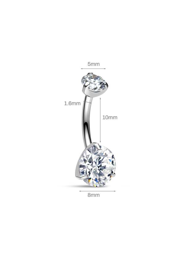 G23 Titanium Three-Claw Zircon Belly Ring-Olarajewelry