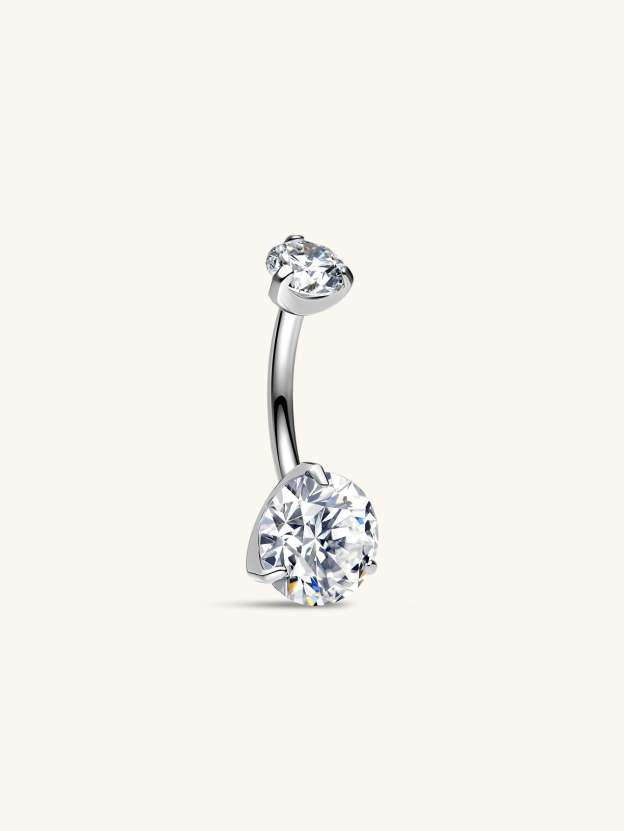 G23 Titanium Three-Claw Zircon Belly Ring-Olarajewelry