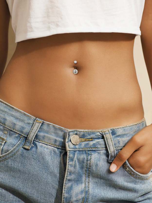 G23 Titanium Three-Claw Zircon Belly Ring-Olarajewelry