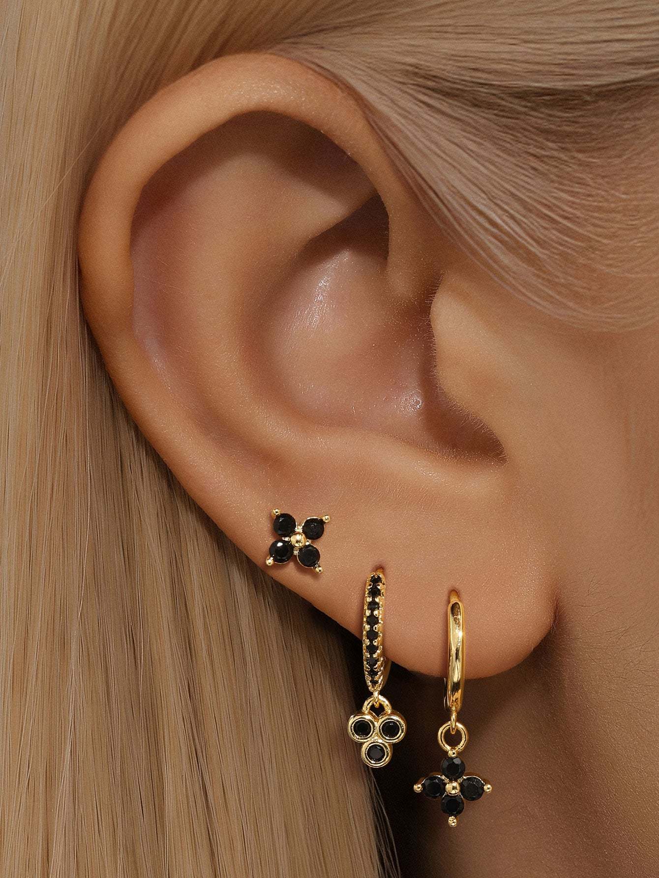S925 Black Floral Zirconia Beautiful Fashion Earring Collection-Olarajewelry