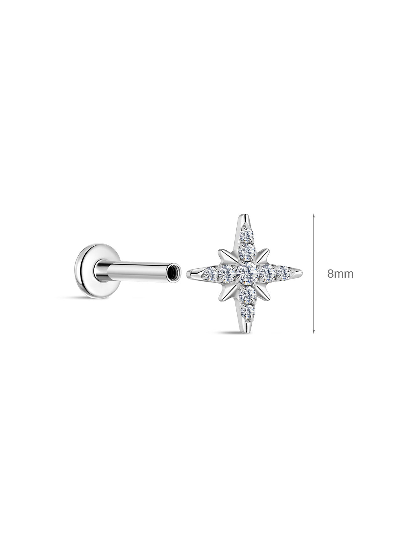 G23 Titanium Eight-Pointed Star Ear Piercing Stud-Olarajewelry