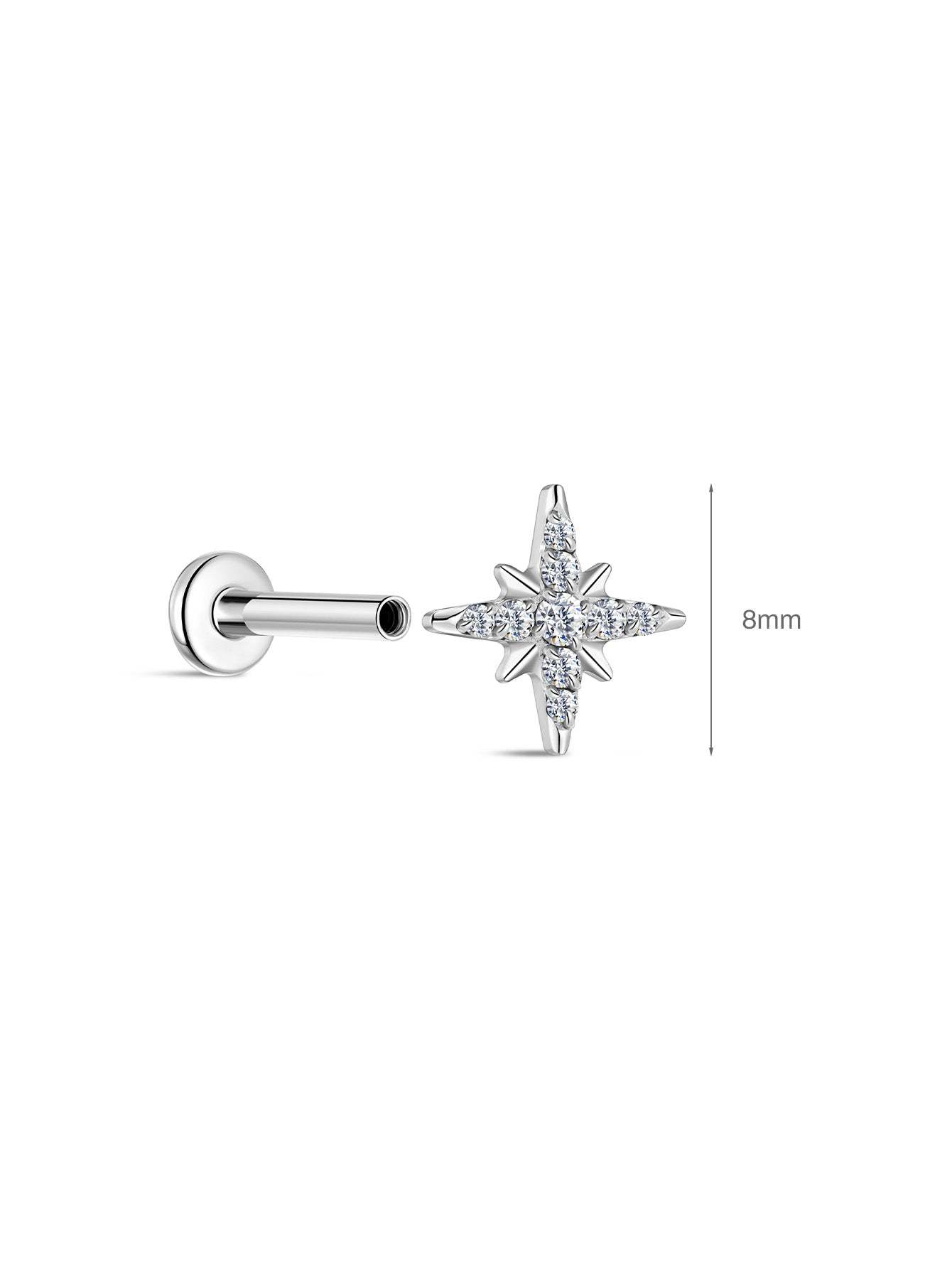 G23 Titanium Eight-Pointed Star Ear Piercing Stud-Olarajewelry