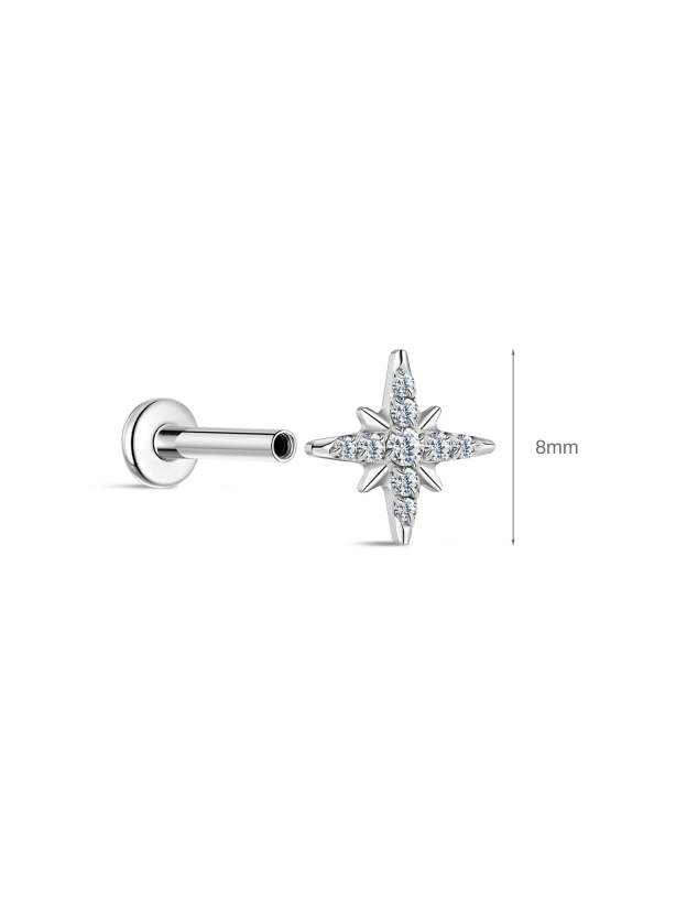 G23 Titanium Eight-Pointed Star Ear Piercing Stud-Olarajewelry
