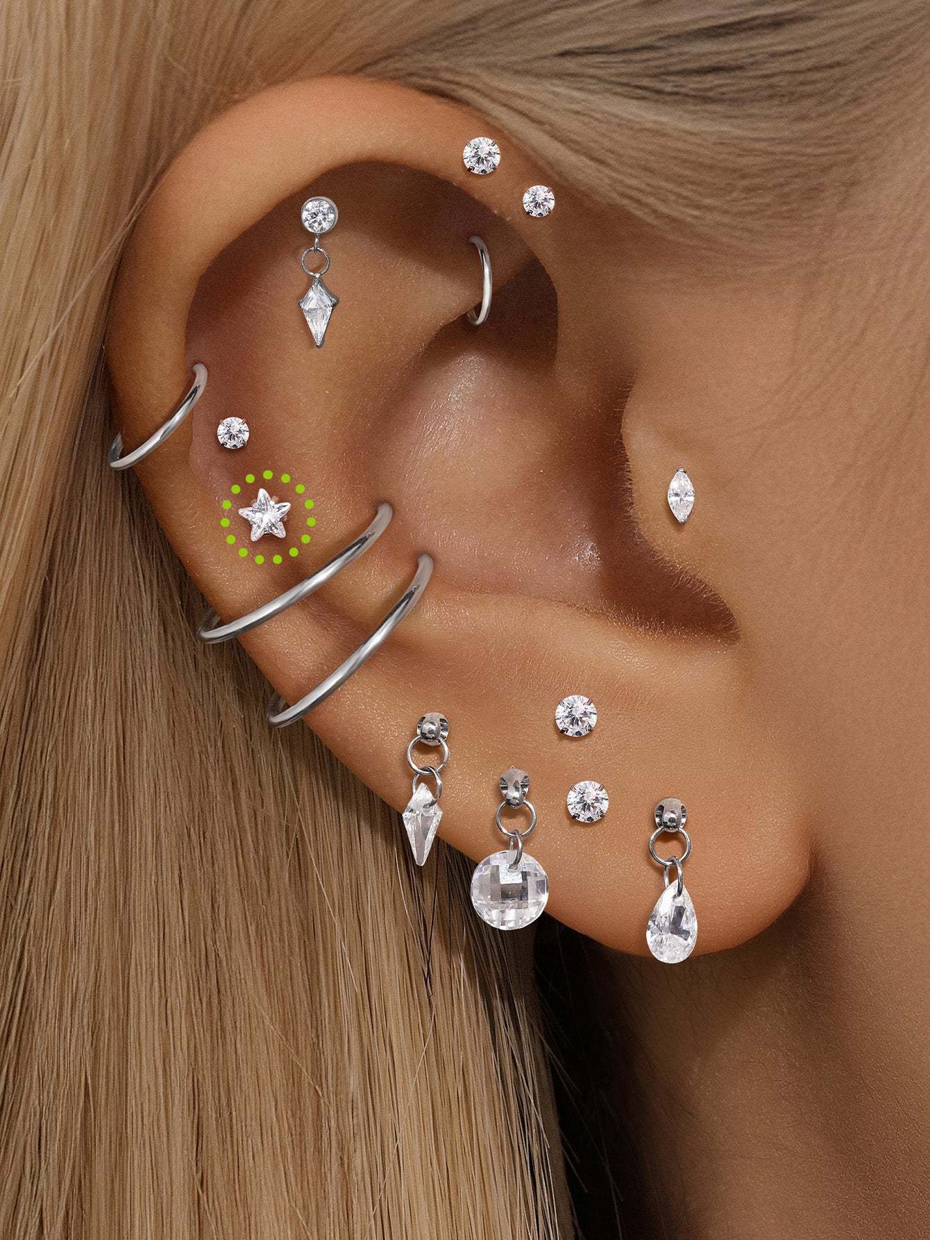 G23 Titanium Shining Stars Ear Piercing Stud-Olarajewelry