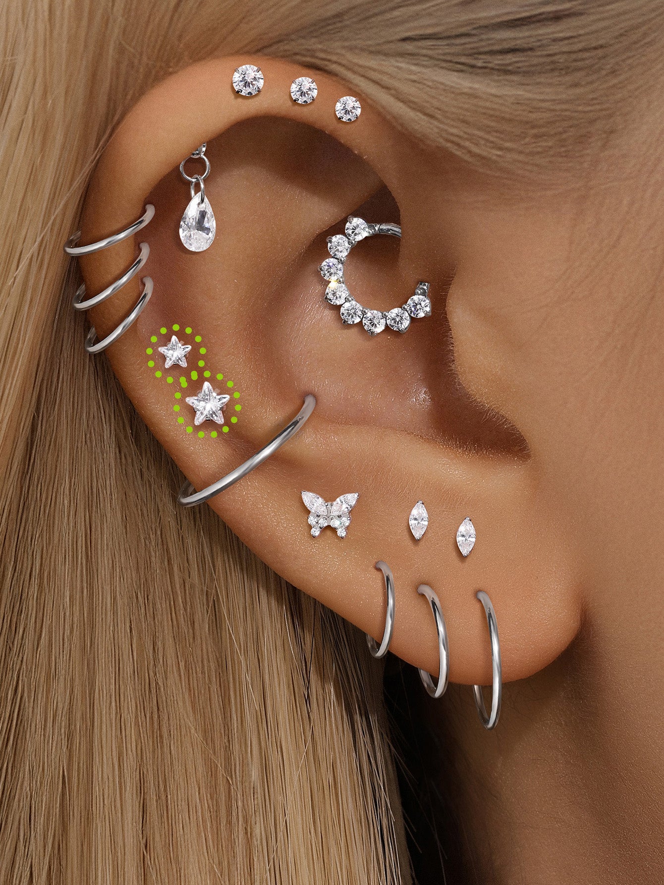 G23 Titanium Shining Stars Ear Piercing Stud-Olarajewelry