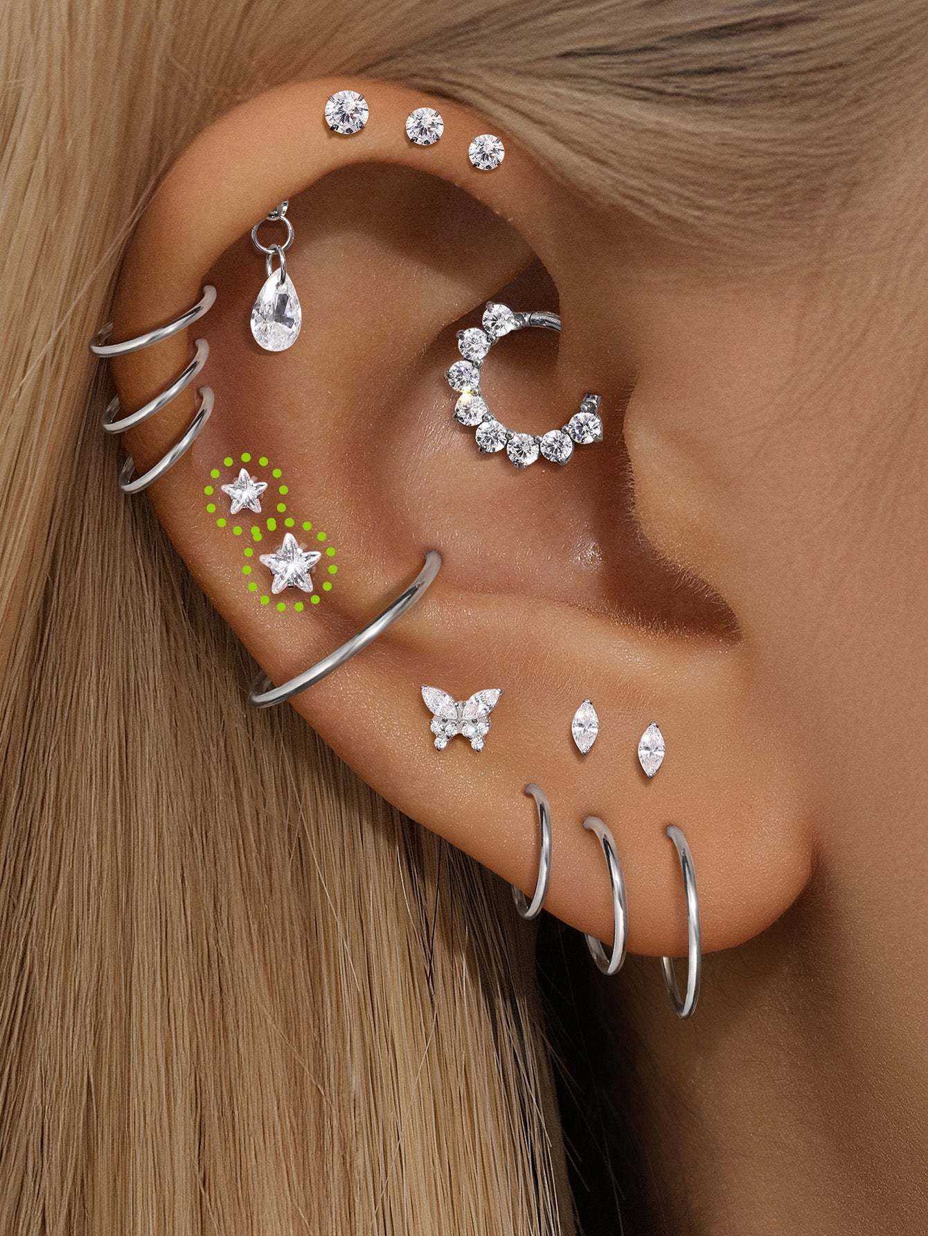 G23 Titanium Shining Stars Ear Piercing Stud-Olarajewelry
