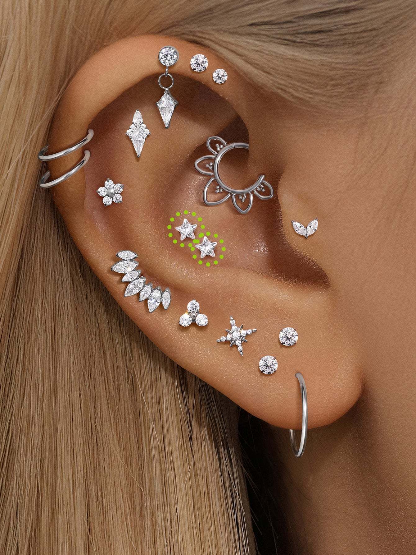 G23 Titanium Shining Stars Ear Piercing Stud-Olarajewelry
