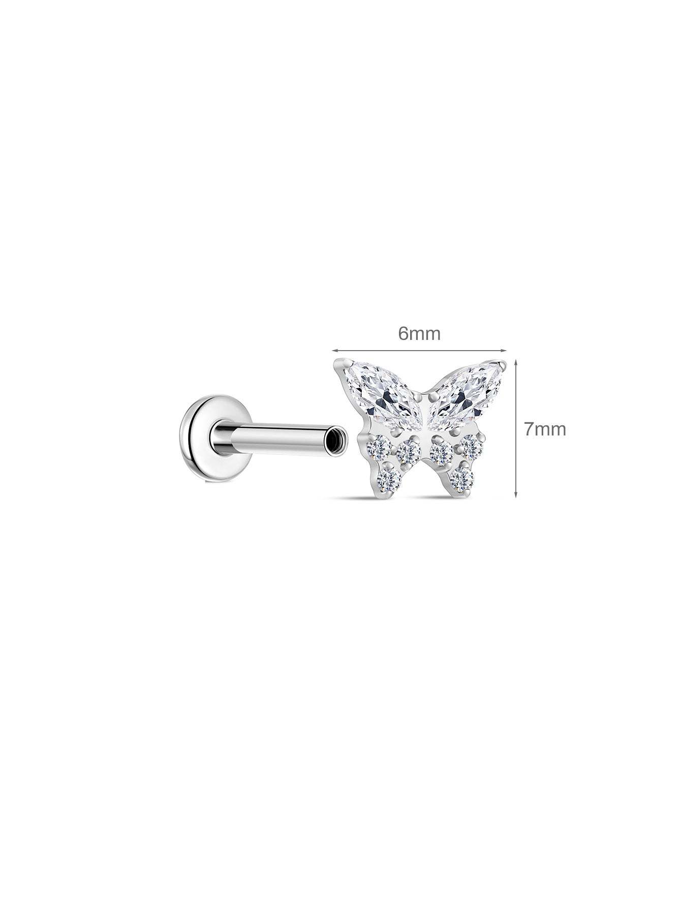 G23 Titanium Butterfly Ear Piercing Stud-Olarajewelry