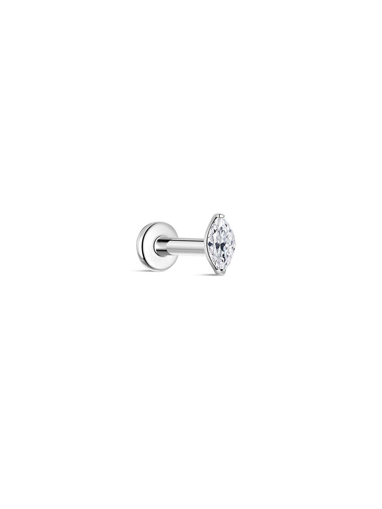 G23 Titanium Single Marquise Zircon Ear Piercing Stud-Olarajewelry