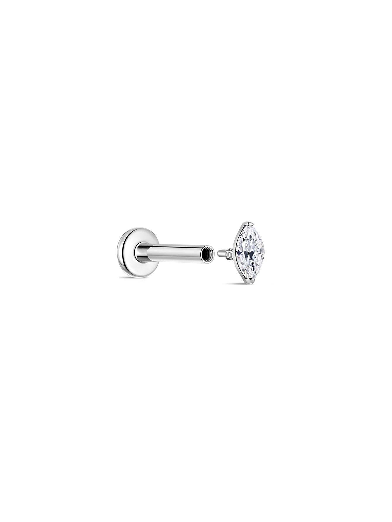 G23 Titanium Single Marquise Zircon Ear Piercing Stud-Olarajewelry