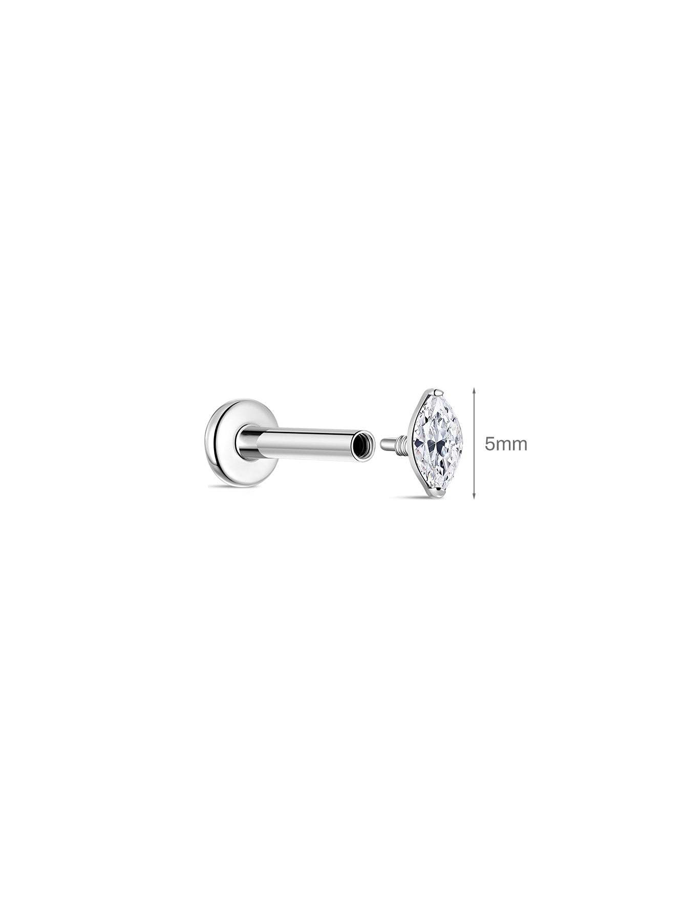 G23 Titanium Single Marquise Zircon Ear Piercing Stud-Olarajewelry