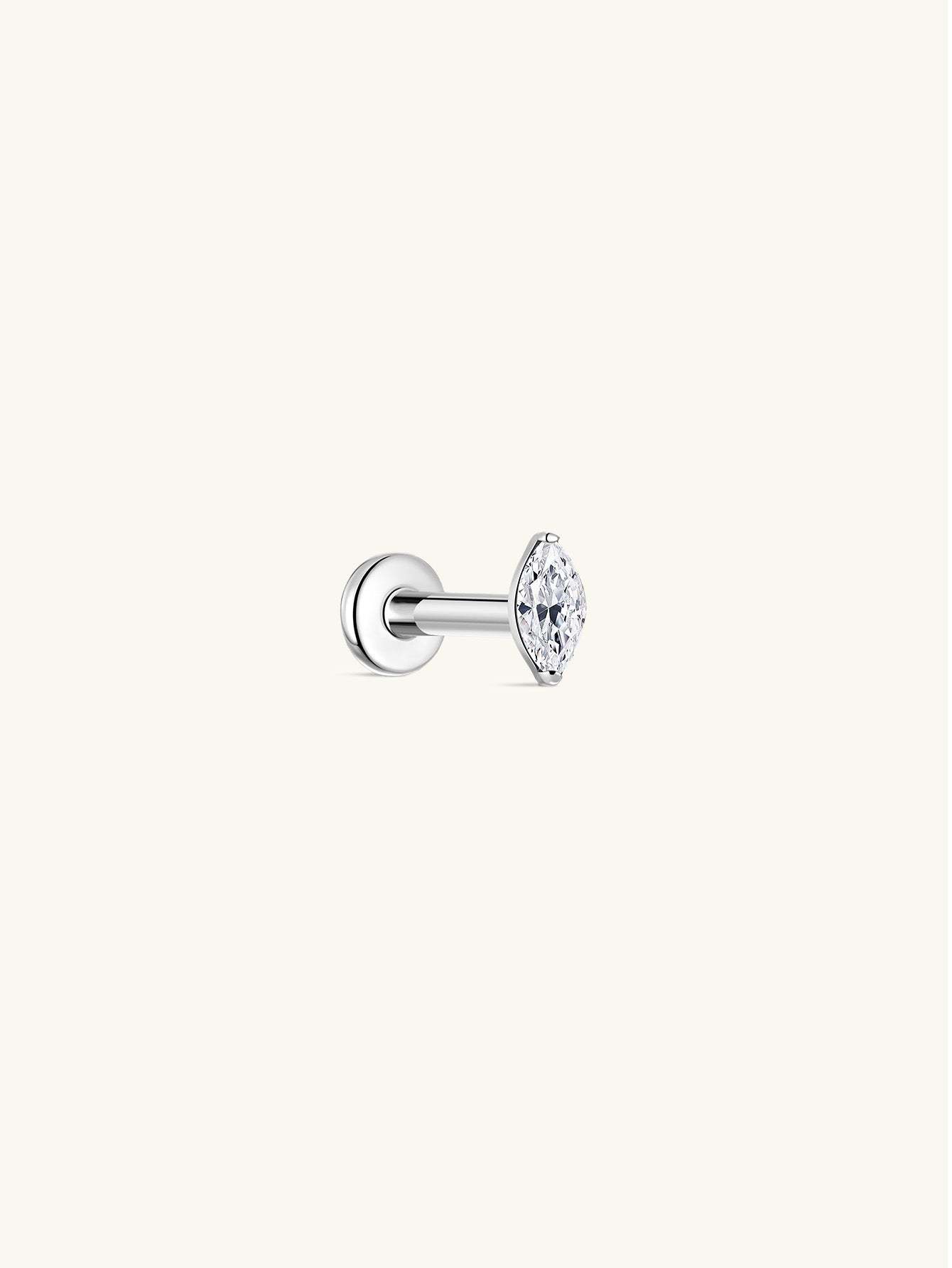G23 Titanium Single Marquise Zircon Ear Piercing Stud-Olarajewelry