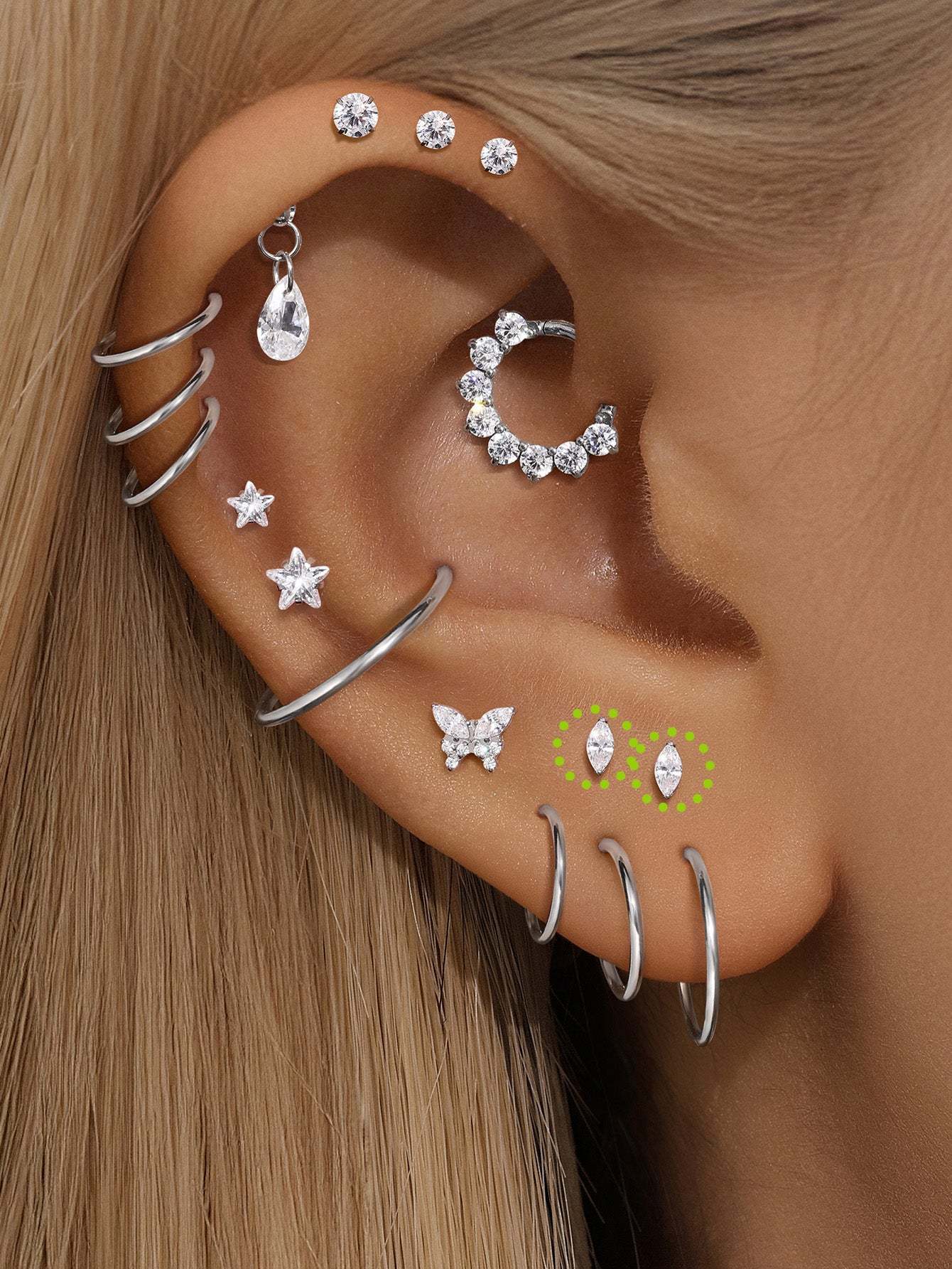 G23 Titanium Single Marquise Zircon Ear Piercing Stud-Olarajewelry