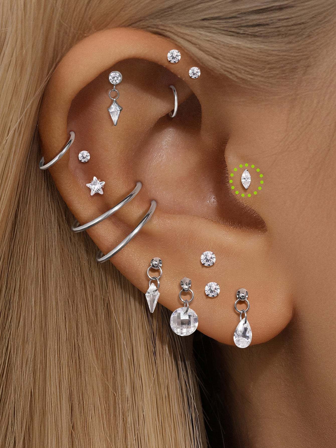 G23 Titanium Single Marquise Zircon Ear Piercing Stud-Olarajewelry