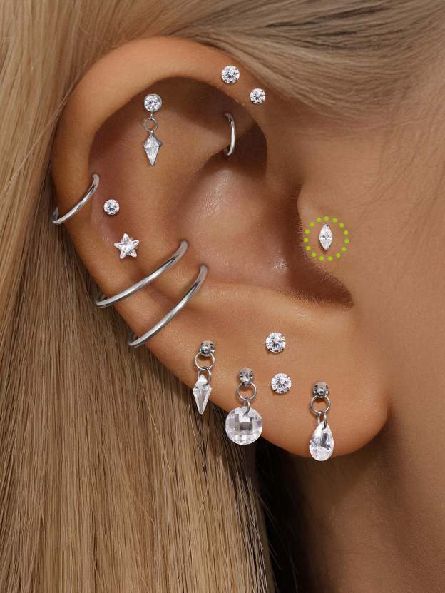 G23 Titanium Single Marquise Zircon Ear Piercing Stud-Olarajewelry