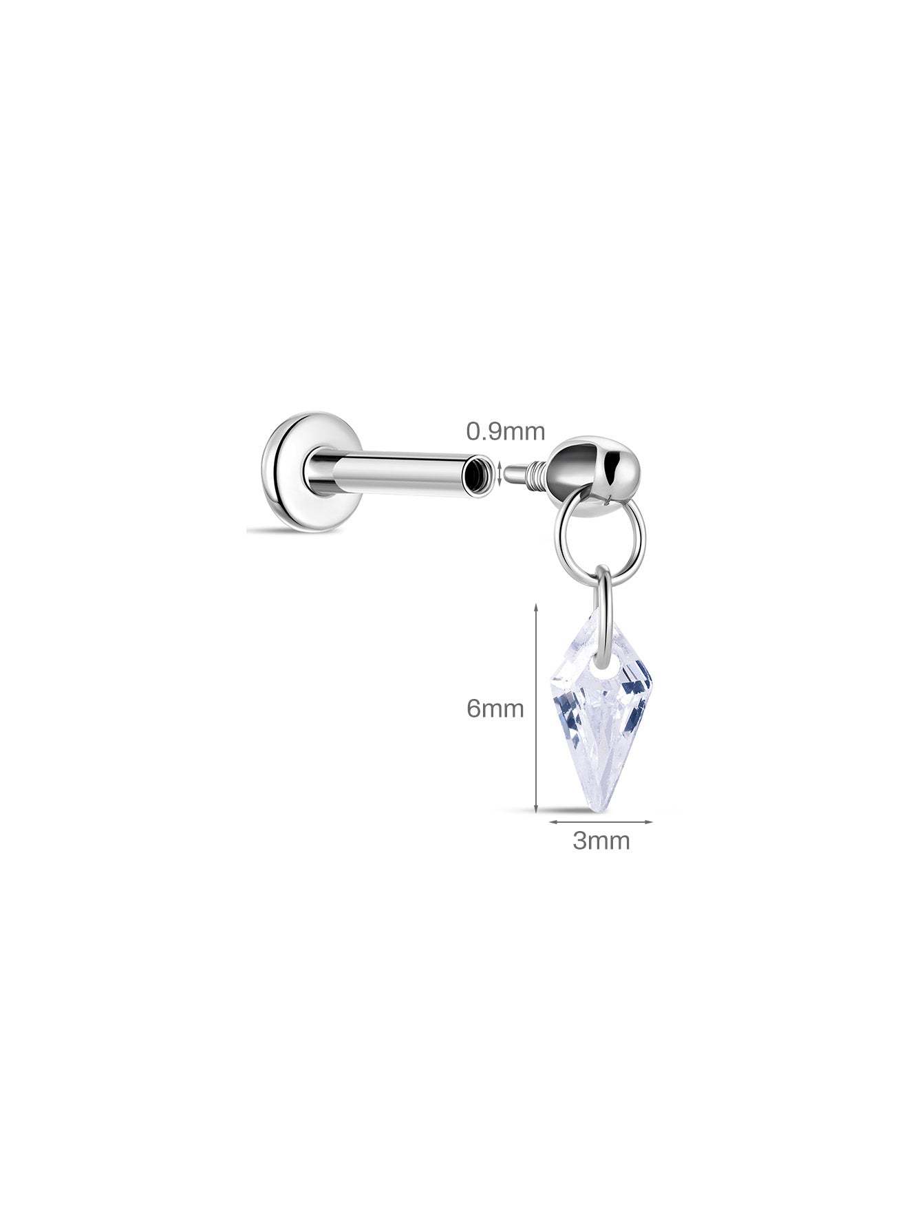 G23 Titanium Rhombus Pendant Ear Piercing Stud-Olarajewelry