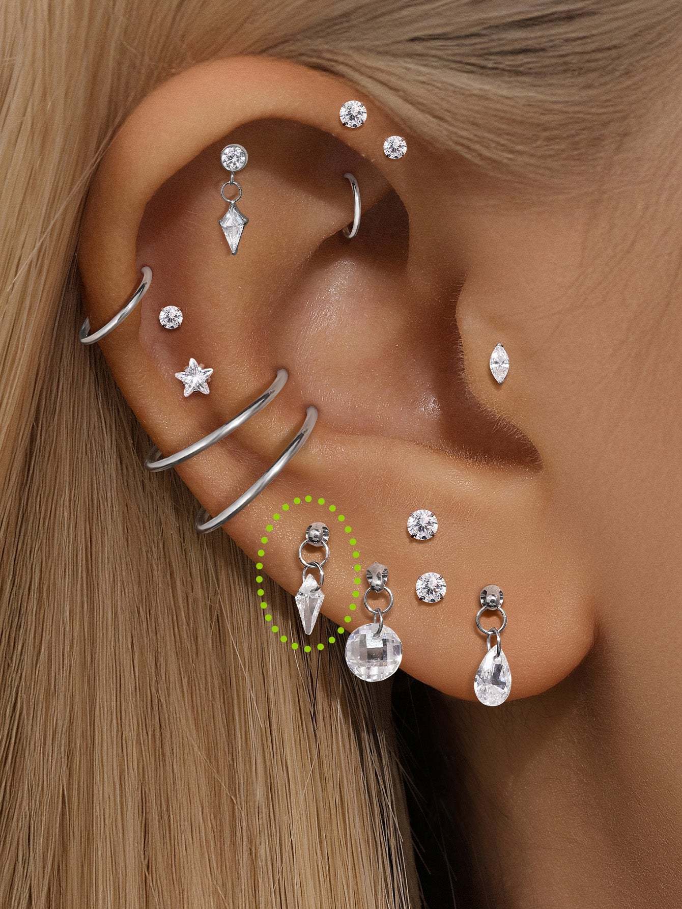 G23 Titanium Rhombus Pendant Ear Piercing Stud-Olarajewelry