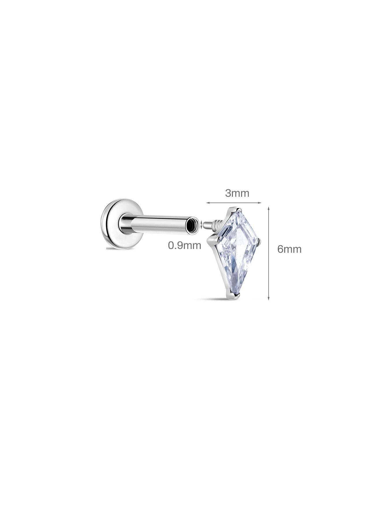 G23 Titanium Kite Zircon Ear Piercing Stud-Olarajewelry