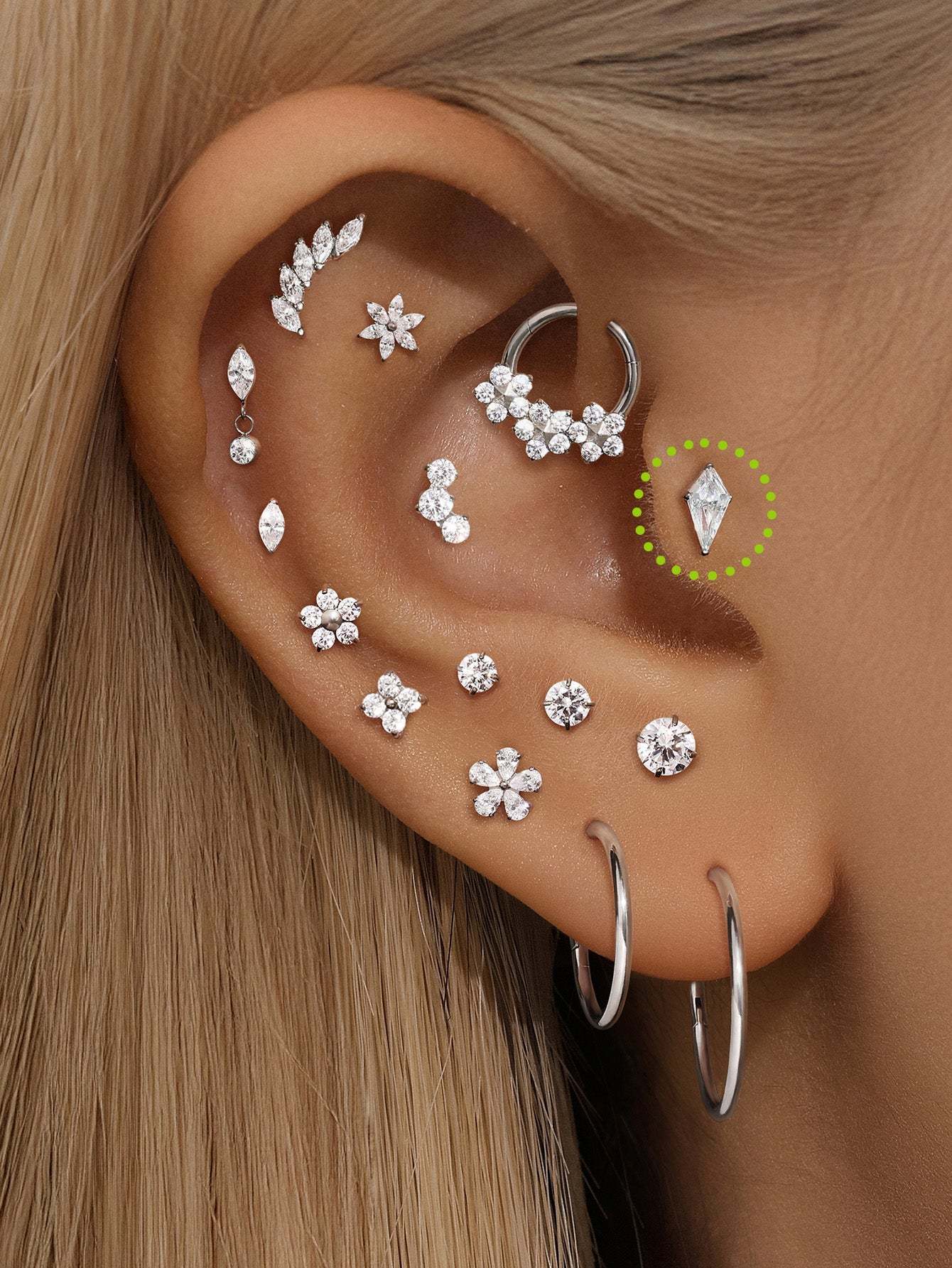 G23 Titanium Kite Zircon Ear Piercing Stud-Olarajewelry