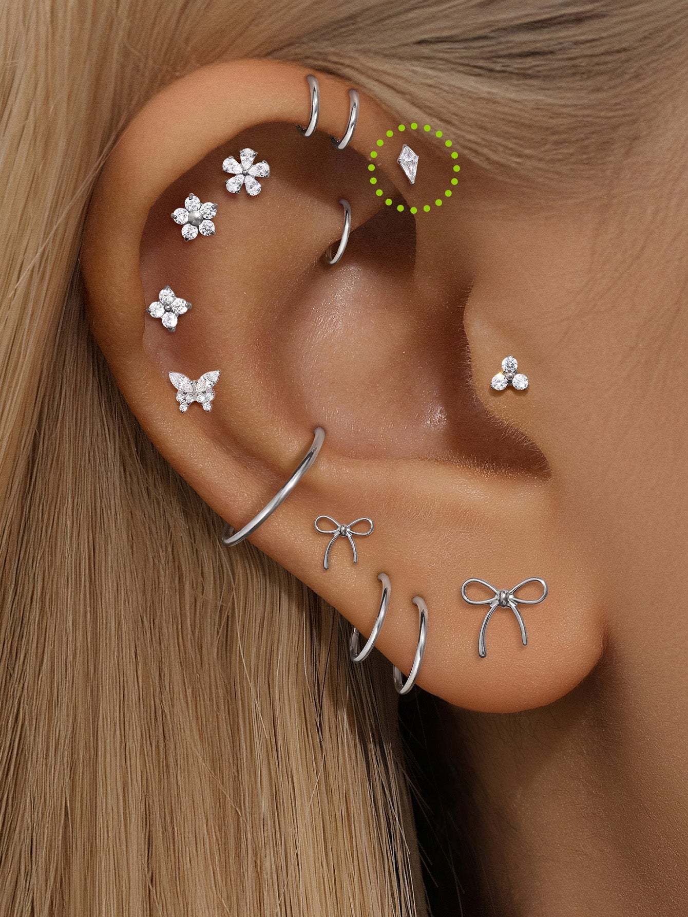 G23 Titanium Kite Zircon Ear Piercing Stud-Olarajewelry