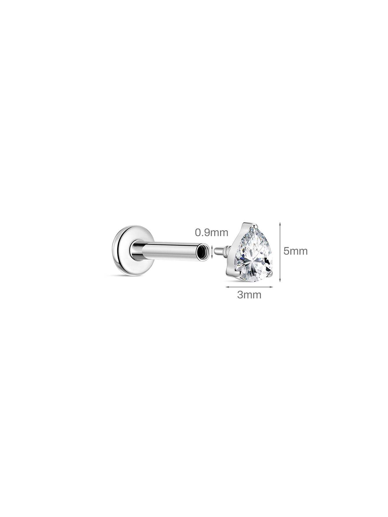 G23 Titanium Three-Claw Water Drop Ear Piercing Stud-Olarajewelry