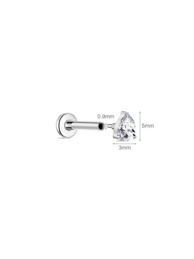 G23 Titanium Three-Claw Water Drop Ear Piercing Stud-Olarajewelry