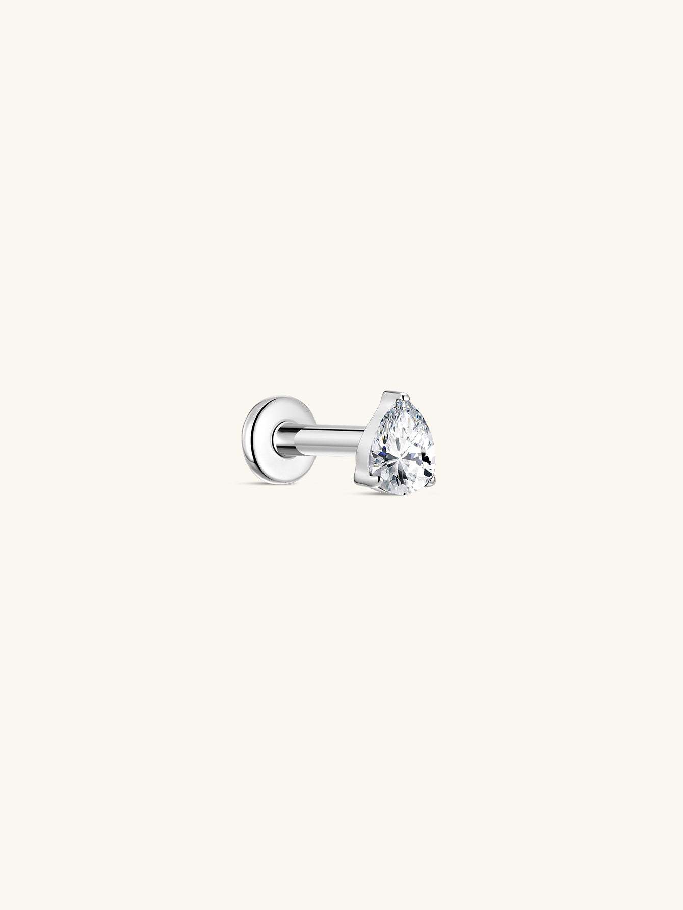 G23 Titanium Three-Claw Water Drop Ear Piercing Stud-Olarajewelry