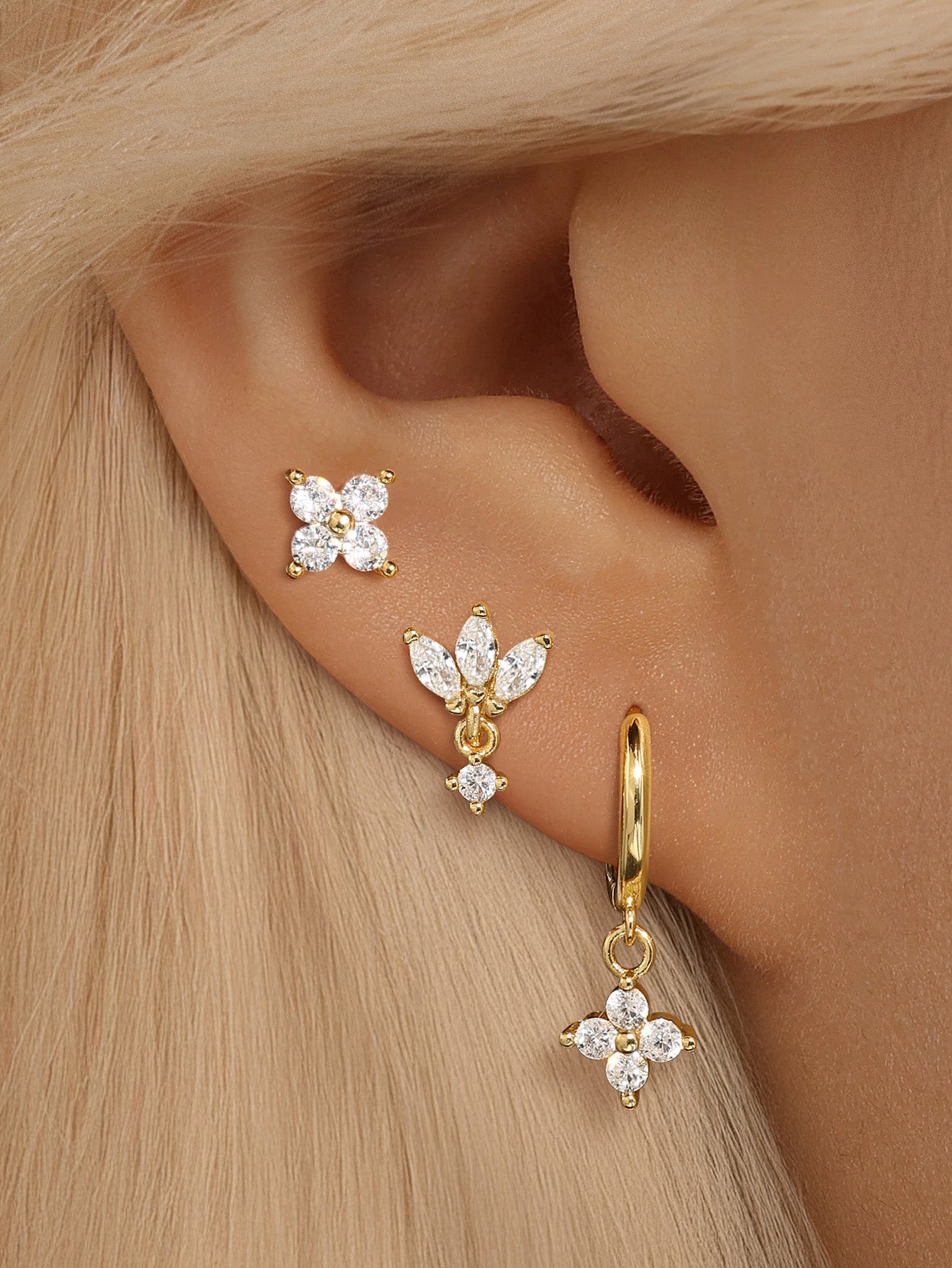 S925 Floral Zirconia Simple Gorgeous Fashion Earring Collection-Olarajewelry