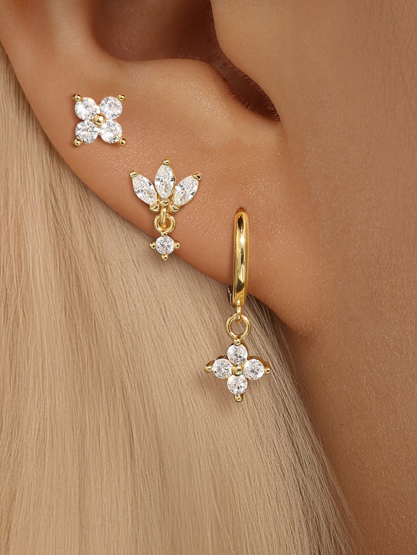 S925 Floral Zirconia Simple Gorgeous Fashion Earring Collection-Olarajewelry