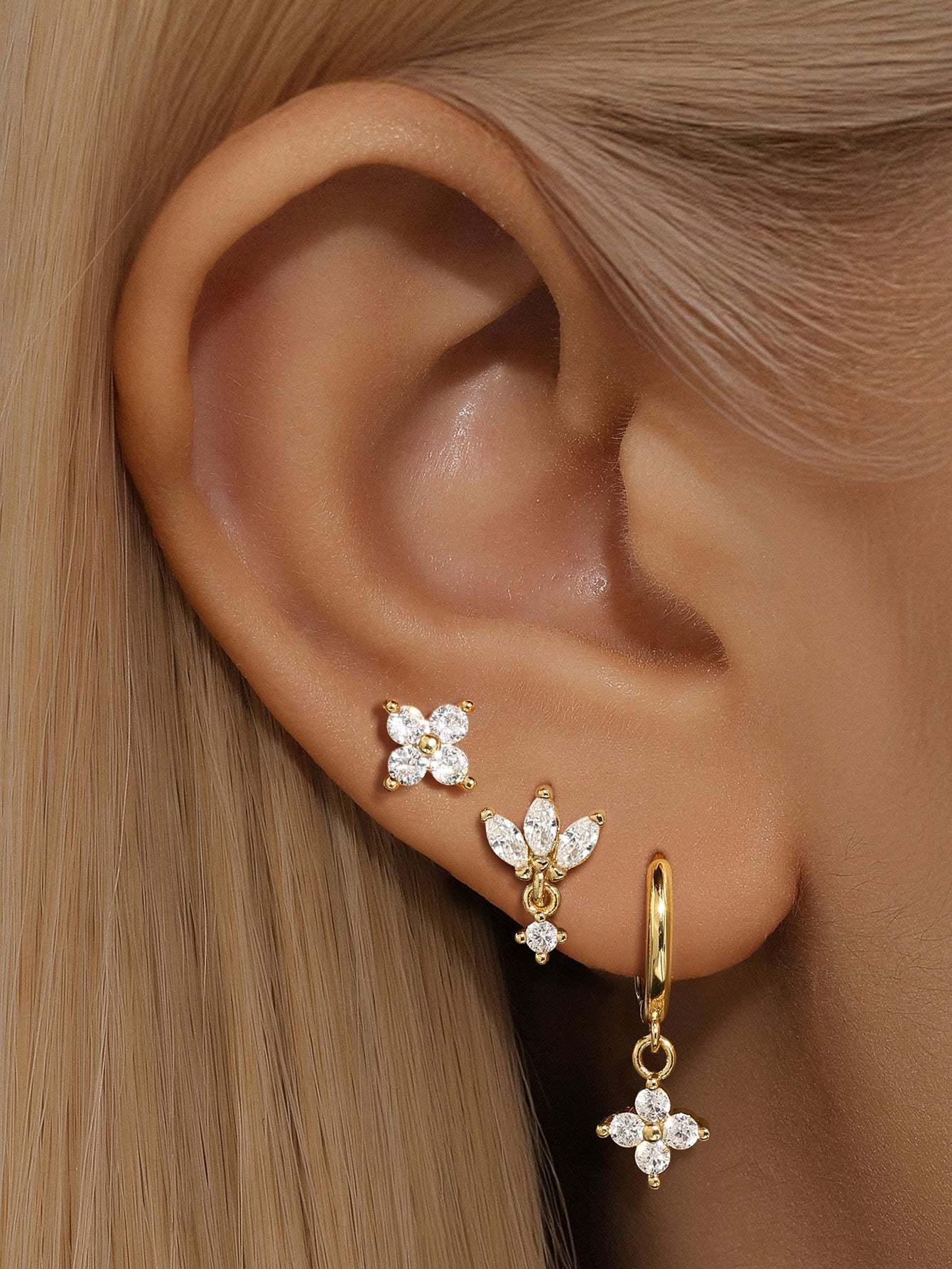 S925 Floral Zirconia Simple Gorgeous Fashion Earring Collection-Olarajewelry